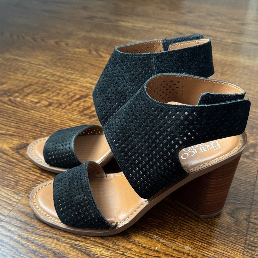 Franco Sarto Suede Wooden Chunky Heels